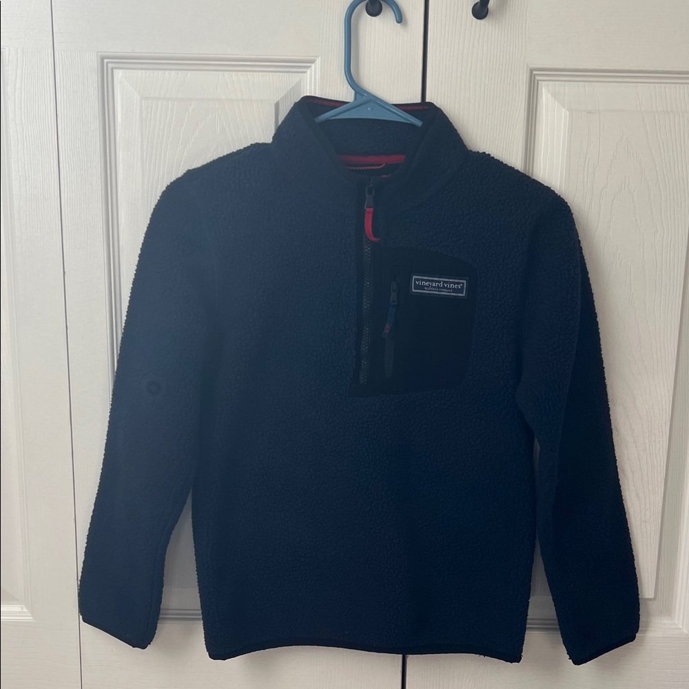 Vineyard Vines Kids Navy Sherpa Quarter-Zip Pullover